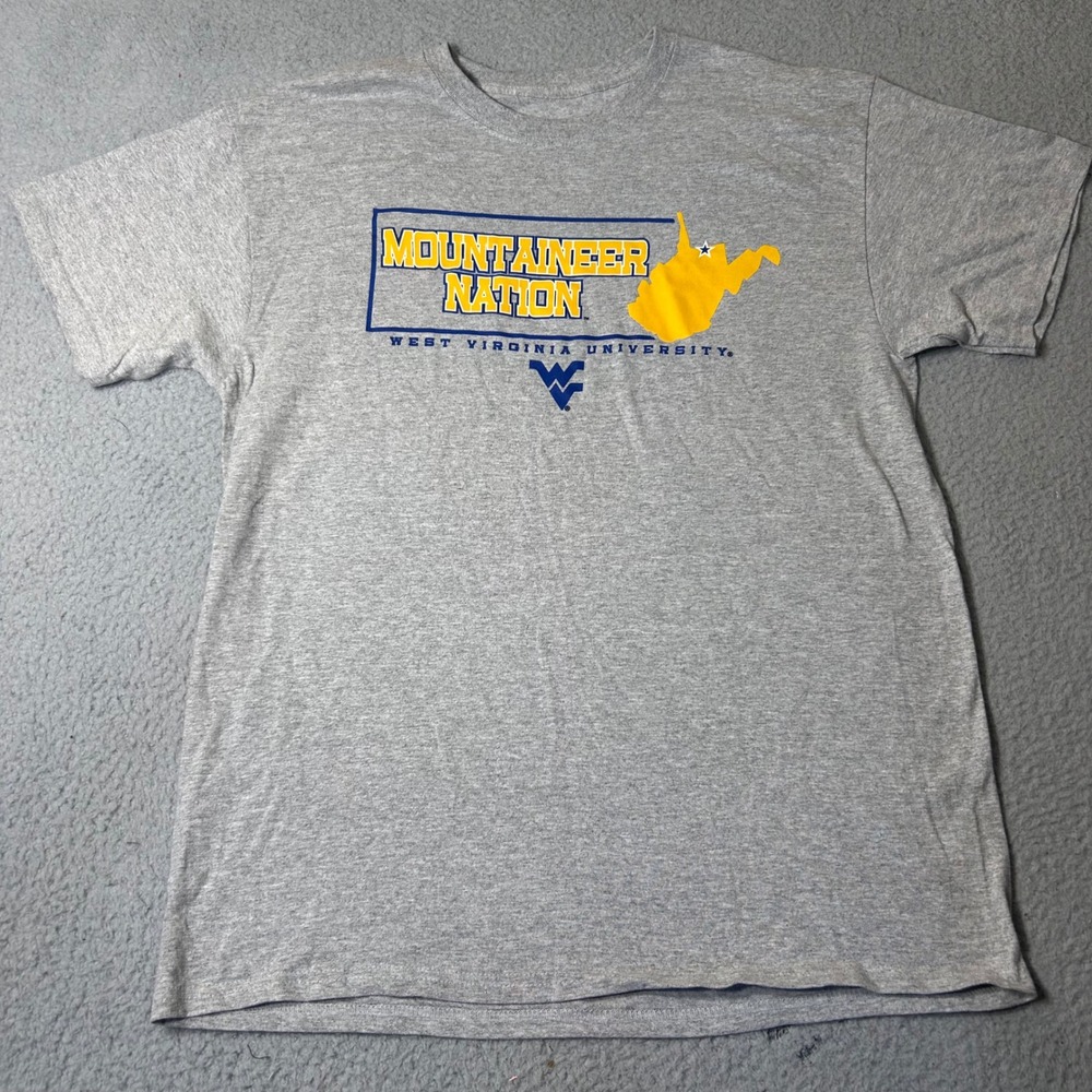Captivating West Virginia University WVU Mountaineer Nation Gray T-Shirt Mens L